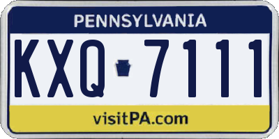 PA license plate KXQ7111