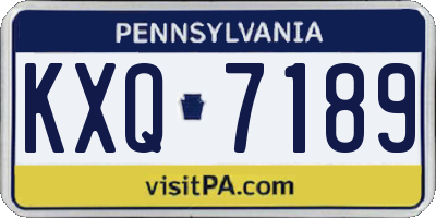 PA license plate KXQ7189