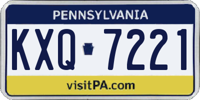 PA license plate KXQ7221