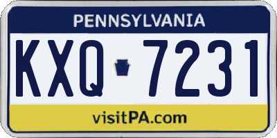 PA license plate KXQ7231