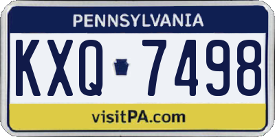 PA license plate KXQ7498