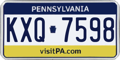 PA license plate KXQ7598