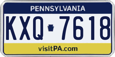 PA license plate KXQ7618