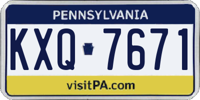 PA license plate KXQ7671