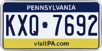 PA license plate KXQ7692