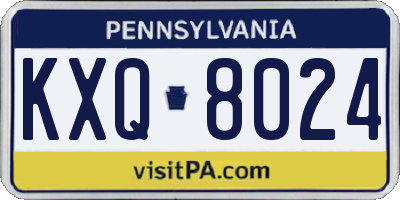 PA license plate KXQ8024