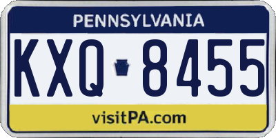 PA license plate KXQ8455