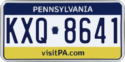 PA license plate KXQ8641