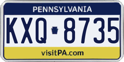 PA license plate KXQ8735