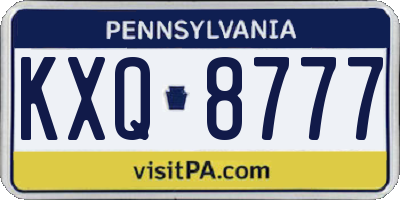 PA license plate KXQ8777