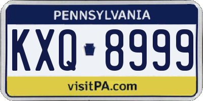 PA license plate KXQ8999