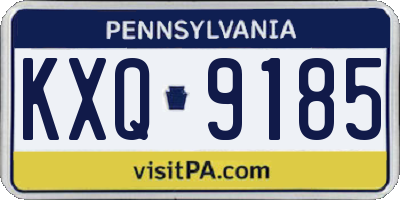 PA license plate KXQ9185