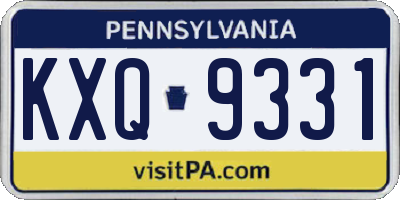 PA license plate KXQ9331