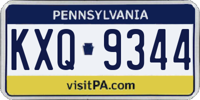 PA license plate KXQ9344