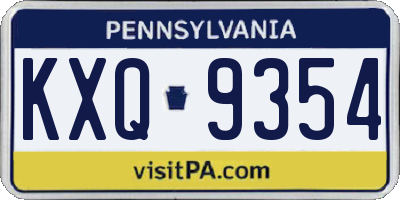 PA license plate KXQ9354