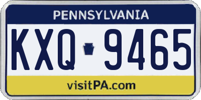 PA license plate KXQ9465