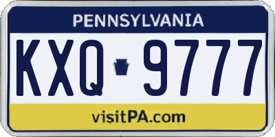 PA license plate KXQ9777