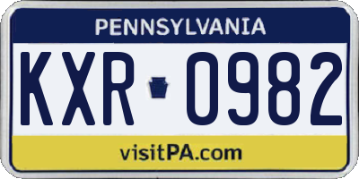 PA license plate KXR0982