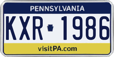 PA license plate KXR1986