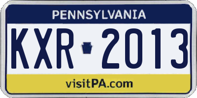 PA license plate KXR2013
