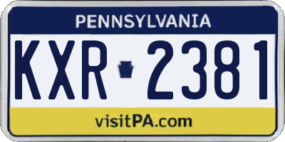 PA license plate KXR2381