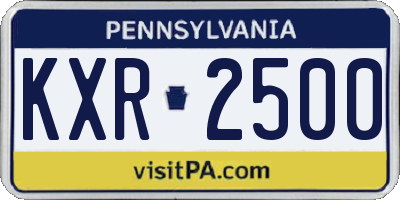 PA license plate KXR2500