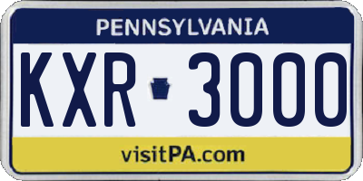 PA license plate KXR3000