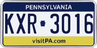 PA license plate KXR3016