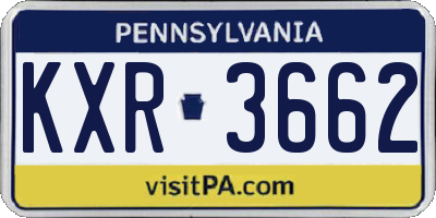 PA license plate KXR3662