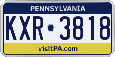 PA license plate KXR3818
