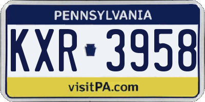 PA license plate KXR3958