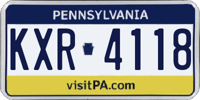 PA license plate KXR4118