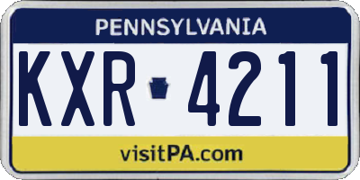 PA license plate KXR4211