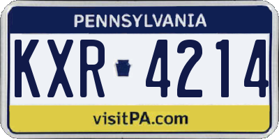 PA license plate KXR4214