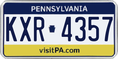 PA license plate KXR4357