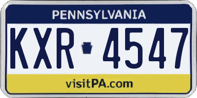 PA license plate KXR4547