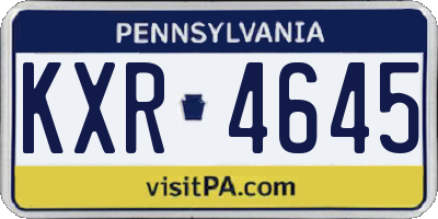 PA license plate KXR4645
