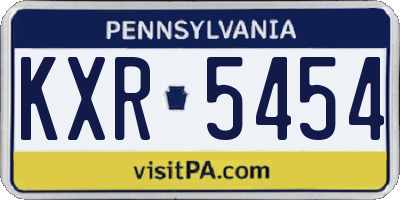 PA license plate KXR5454