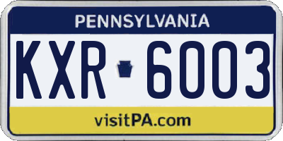 PA license plate KXR6003