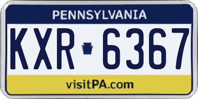 PA license plate KXR6367