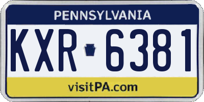 PA license plate KXR6381