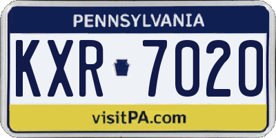 PA license plate KXR7020