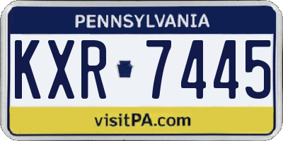 PA license plate KXR7445