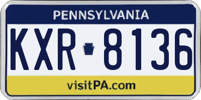 PA license plate KXR8136