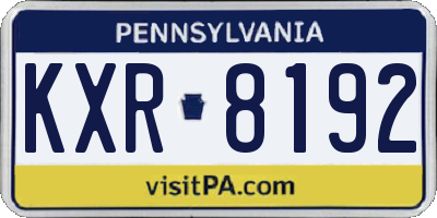 PA license plate KXR8192