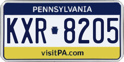 PA license plate KXR8205