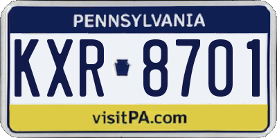 PA license plate KXR8701
