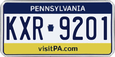 PA license plate KXR9201