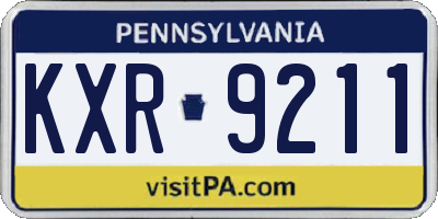 PA license plate KXR9211