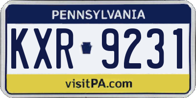 PA license plate KXR9231